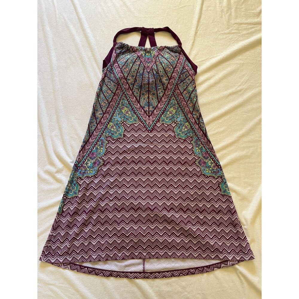 PrAna Racerback Dress Shelf Bra Purple Floral Paisley Size Med